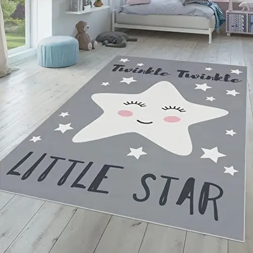 Produktbild: TT Home Kinderteppich Teppich Kinderzimmer Junge Mädchen Spielteppich Baby Modern, Farbe: Grau 2, Größe:120x160 cm