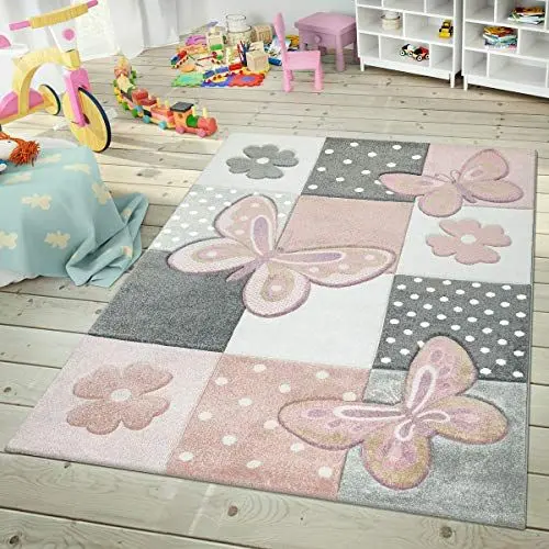 Produktbild: TT Home Kinderteppich Teppich Kinderzimmer Mädchen Kinder 3D Prinzessin Sterne Krone, Farbe:Bunt, Größe:120x170 cm