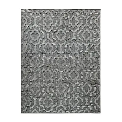 Produktbild: TT Home Moderner Outdoor Teppich Wetterfest Innen & Außenbereich Marokko Design In Grau, Größe:80x150 cm