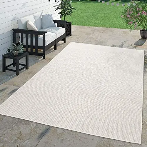 Produktbild: TT Home Teppich Für Outdoor Küchenteppich Balkon Terrasse Unifarbenes Design Modern, Farbe: Elfenbein, Größe:160x220 cm