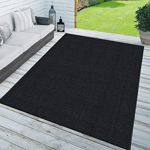 Produktbild: TT Home Teppich In- & Outdoor Balkon Küchenteppich Einfarbig Sisal Design Schwarz, Größe:60x110 cm