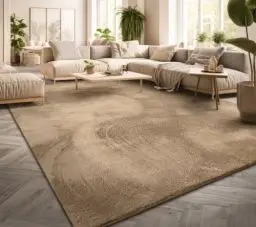 Produktbild: TT Home Teppich Wohnzimmer Kurzflor Anti-Rutsch Rückseite Einfarbiges Design Waschbar, Farbe: Dunkelbeige, Größe:140x200 cm