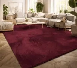 Produktbild: TT Home Teppich Wohnzimmer Kurzflor Anti-Rutsch Rückseite Einfarbiges Design Waschbar, Farbe: Rot, Größe:120x170 cm