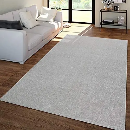 Produktbild: TT Home Wohnzimmer Teppich Kurzflor Unifarbendes Design Modern Und Zeitlos, Farbe:Silber, Größe:160x220 cm