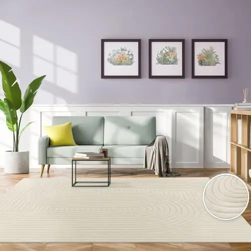 Produktbild: TT Home Wohnzimmer Teppich Schlafzimmer Kurzflor Skandinavisches Design Bogen Boho Motiv Geometrische Optik Abstrakt Unifarben, Farbe:Hellbeige, Größe:160x230 cm