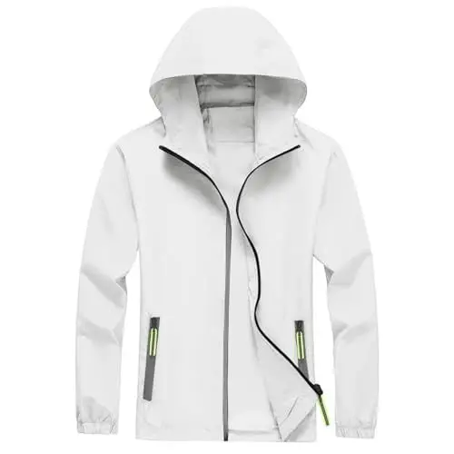 Produktbild: TTFDJG Dünne Sommerjacke Herren Leicht Regenjacke Wasserdicht Atmungsaktiv Windjacke Windbreaker Sportjacke Outdoor Sonnenschutz Jacke Sommer Regenmantel Ultraleichte Übergangsjacke mit Kapuze