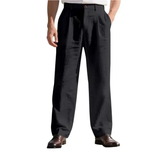 Produktbild: TTFDJG Leinen Anzughose Herren Sommer Chino Hose Regular Fit Freizeithose Lang Leinenhose Business Hose Dünn Stoffhose Elegant Sommerhose Leicht Herrenhosen Bequem Stretch Männer Chinohose Weit