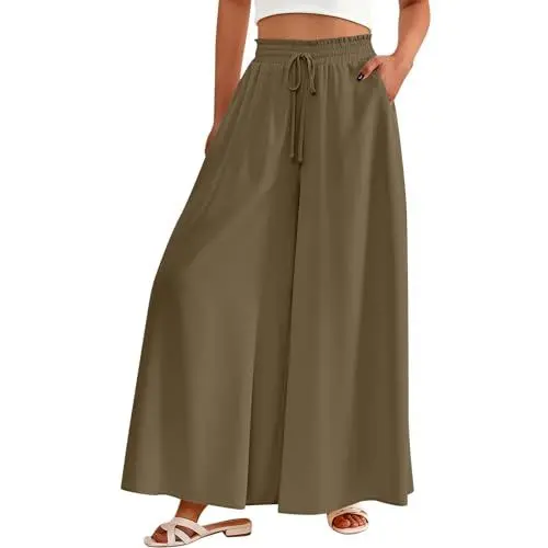 Produktbild: TTFDJG Schlupfhose Damen Sommer Palazzohose Damen Sommer Weite Hose Damen Sommer Hosenrock Damen Leicht Leinenhose Damen Weiß Cargohose Damen Baggy Breite Hosen Damen Yoga Pants Grün XXL