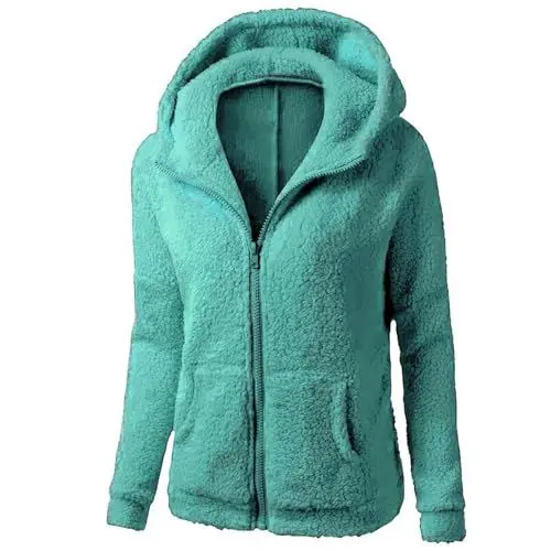 Produktbild: TTFDJG Teddy Fleecejacke Damen Umstandsjacke Winter Fahrradjacke Mantel Damen Beige Holzfall Jack Winterjacke Damen Sweatshirt Jacke Sweatmantel Damen Lang Damen Jacken Übergangsjacken L 3-cyan