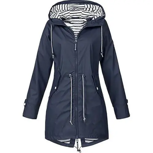 Produktbild: TTFDJG Windbreaker Damen Wasserdicht Leicht Regenjacke Fahrrad Windjacke Outdoor Softshelljacken Laufjacke Atmungsaktiv Regenmantel Frauen Trekking Jacke Sportlich Kapuzenjacke Dünn Übergangsjacke