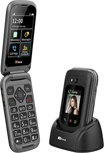 Produktbild: TTfone TT970 Whatsapp 4G Touchscreen Senior Big Button Flip Handy - mit 8MP Kamera und Hörgerät kompatibel und Notfallhilfe-Taste (Solo)