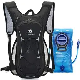 Produktbild: TTIAISHLE Trinkrucksack mit 2L Trinkblase,Fahrradrucksack Wasserrucksack zum Wandern, Radfahren, Camping, Radfahren, Laufen oder Skifahren (Dunkelschwarz (Upgrade Trinkblase))