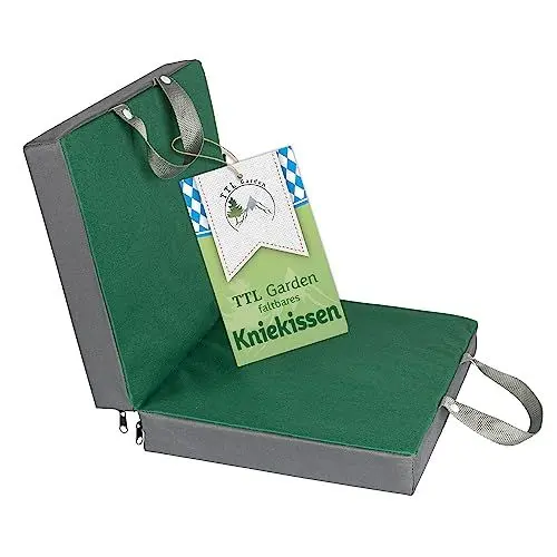 Produktbild: TTL Garden Kniekissen faltbar 60x34x5cm - 60cm extra breites & bequem weiches Kniekissen für Garten Gartenarbeit Arbeit in Haushalt Werkstatt Sitzkissen - ergonomischer Memory Schaumstoff grün-grau