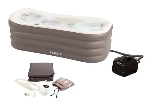 Produktbild: Tubble® Aufblasbare Spa-Badewanne – Faltbare Badewanne für Erwachsene mit Whirlpool-Funktion – Ambient Taupe - 255L
