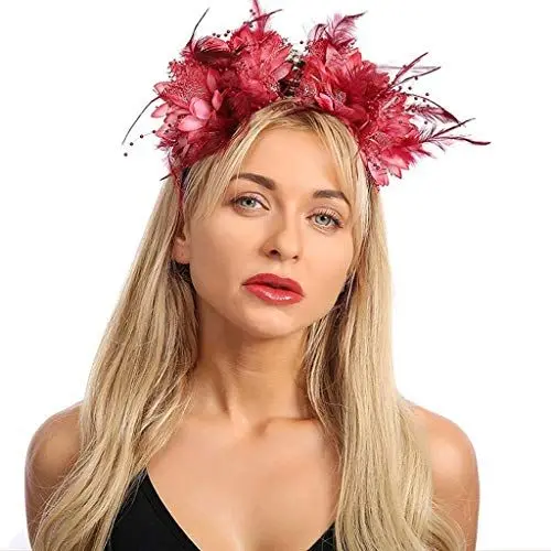 Produktbild: Tuch Schwarz Seide TüCher Schwarz Schal Damen Rose Abschlussball-Haarbandzubehör Rose Balm Flower Headband Verstellbarer Loop Schal Damen Strick Schal Damen Blau Rosa (Red, One Size)