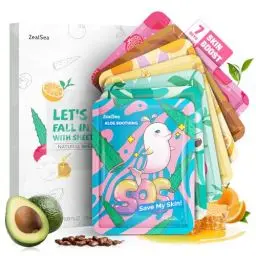Produktbild: Tuchmasken Gesicht, Masken Beauty, Zealsea Natürlich Gesichtsmaske für Teenager Mädchen Geschenke, Pamper Tuchmaske Beauty Set für Kinder & Frauen Spa Party, Feuchtigkeitsspendend, Beruhigend 7Stück