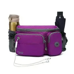 Produktbild: TUDEQU Gürteltasche Bauchtasche mit Flaschenhalter,Damen und Herren Fanny Pack,Verstellt Bauchtasche,Joggen Hundetraining, Handyfach Wasserdicht Hüfttasche für Wandern Reise Camping(VIOLETT)