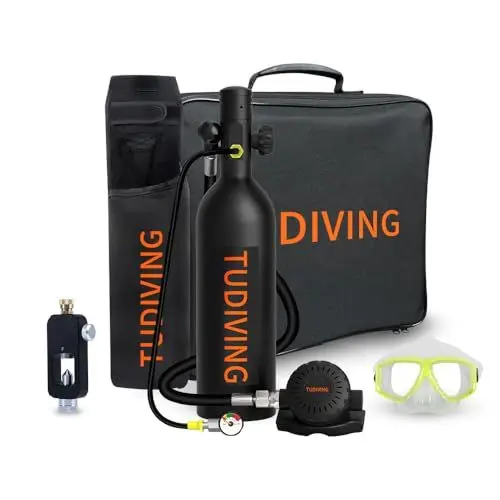 Produktbild: TUDIVING Mini Tauchflasche Sauerstoffflasche Taucherflasche Mini zum tauchen Mit 15 Bis 20 Minuten Tauchen Sauerstofftank Taucher Set Tauchausrüstung Tragbare 1L S400 PRO (S400PRO C4-Black)
