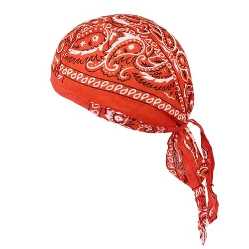 Produktbild: TüCher Schwarz Halstuch Damen Schwarz Seide Männer Frauen Baumwolle Kappe Schweiß Wicking Beanie Kappe Bandanna Biker Wrap Schnell Trocknend Hut Biker Accessoires Damen Loop Schal (Orange, One Size)