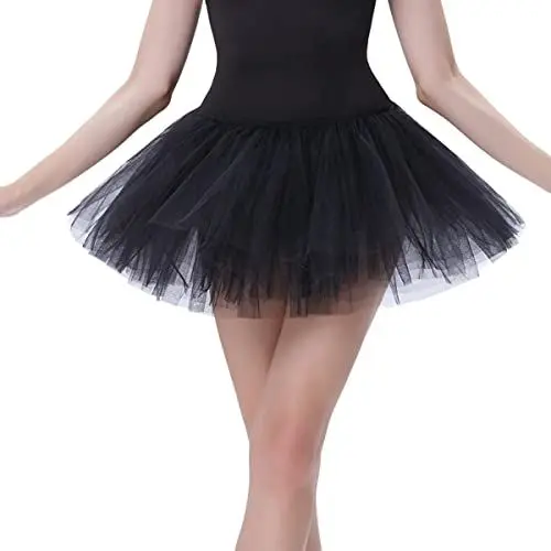 Produktbild: Tüllrock Damen,Tutu Damen,Tanzkleid Damen,Damen Tütü Rock Minirock 4 Lagen Petticoat Tanzkleid Dehnbaren Tutu Rock Ballettrock Tüllrock für Party
