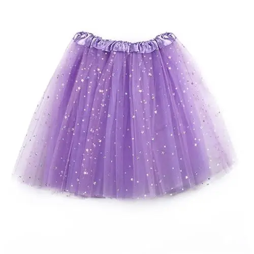 Produktbild: Tüllrock Damen 50er Karneval Pailletten Sternen Ballet Tanzrock Glitzer Rock Tüll Frauen Faschingskostüme Tütü Fasching Ballettrock 80er Party Tutu Petticoat Unterrock Erwachsene Teenager