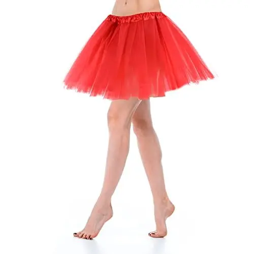 Produktbild: Tüllrock Damen Tutu Klassisch Elastisch 3 Lagig Tüll Tüllrock Rot 80er Rock Tütü Dirndl Damen Kurz Teen Dance Dress Up Party Zubehör Ballett Rot Tanzkleidung Ballettkleidung 80er Jahre Outfit Damen