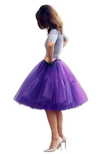 Produktbild: TüllRöcke tüll Unterrock 5 Schichten Prinzessin Rock Tutu Dress Ballett Tutu Röcke Damen Ballettrock Petticoat Skirt Retro Kleid A line Kleid 50s Mode Straße schießen Kleid Weinlese(Violett,36)