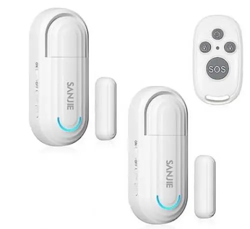 Produktbild: SanJie Türalarm und Fensteralarm, 2er Set Türalarm mit Fernbedienung,4-Modi 120 dB Türalarm/Sicherheitstechnik Einbruchschutz mit Home Security Alarmanlage Weiß