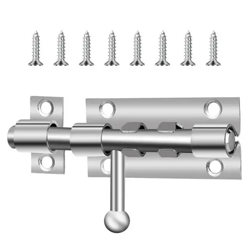 Produktbild: Türriegel Edelstahl für Schiebetore mit Loch für Vorhängeschloss, 304 Bolzenriegel Edelstahl Türriegel Bolzenriegel, Beidseitig Schieberiegel Türsicherheitsschloss für Haus Hof Garten Tor Fenster Zaun