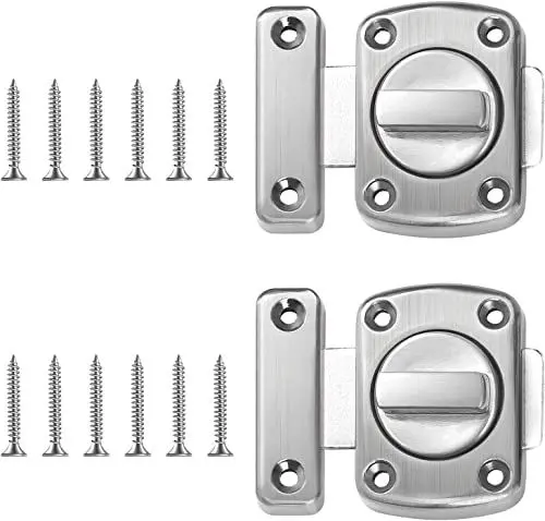 Produktbild: Türriegel Latch,2 Stück Drehriegel Riegelschloss,Edelstahl Tür Schieberiegel mit Schrauben für auf Verschiedene Türen (Silber)