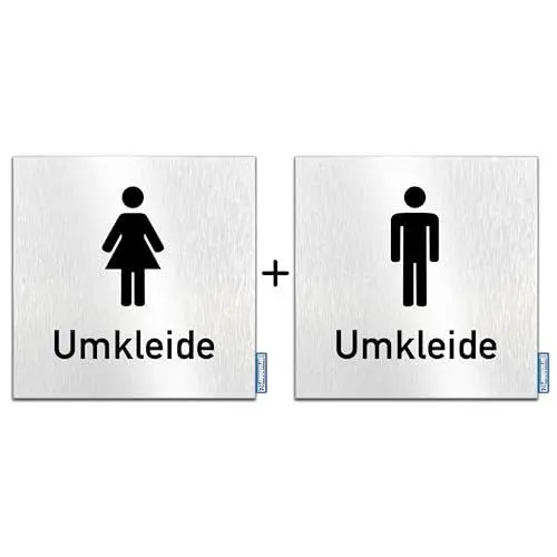 Produktbild: Türschilder24 Aluminium Dibond Schild - Türschild • 120 x 120 mm • Umkleide • 3 mm • 100% Made in Germany (Umkleide Set)