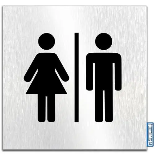 Produktbild: Türschilder24 Aluminium Dibond Schild - Türschild • 120 x 120 x 3 mm • Toilette - WC Pikto Toiletten • 100% Made in Germany (Toiletten Piktogramm)