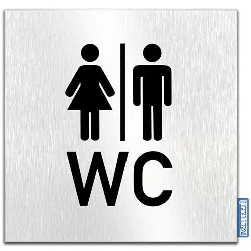 Produktbild: Türschilder24 Aluminium Dibond Schild - Türschild • 120 x 120 x 3 mm • Toilette - WC Pikto Toiletten • 100% Made in Germany (WC + Piktogramm)