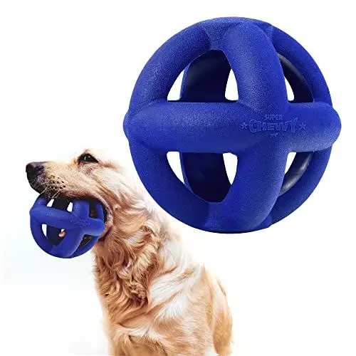 Produktbild: Tuff Pupper SuperChewy Tough Hundekäfig Ballspielzeug | Starker Naturkautschuk | Tolles Apportierspielzeug für Hunde | Ultra haltbares Kauspielzeug | Für große Rassen Käfigball groß - 4 Zoll / 8,5 oz