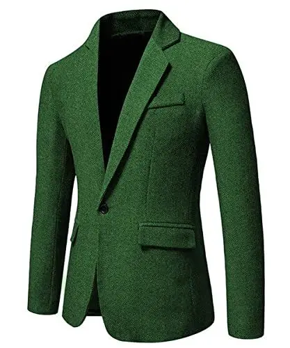 Produktbild: Tuikayoo Casual Men Suit Tweed Prom Blazer Wool One Button Herringbone Sports Jacket Coat(58, Grün)