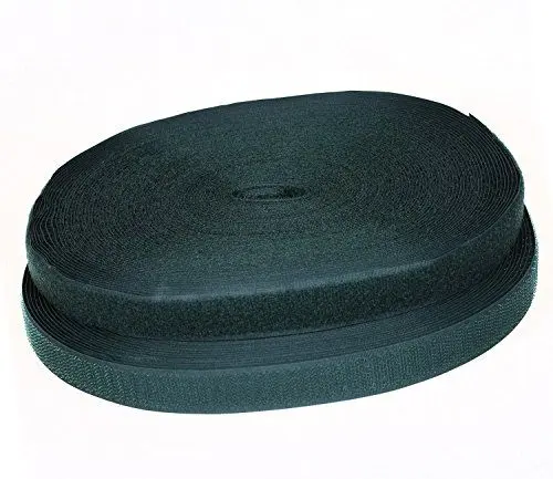 Produktbild: TUKA 25m x 20mm Klettband zum aufnähen, Rückseite Nicht selbstklebend, 25 meter Flausch & 25m Hakenband, 20mm breit Klettverschluss, Extra Stark Haftkraft Flausch & Haken, Dunkelgrün TKB5004 darkgreen