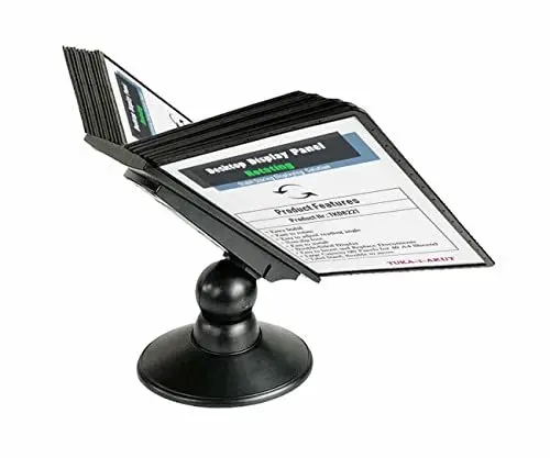 Produktbild: TUKA-i-AKUT 20 Sichttafeln Tisch-Sichttafel Aufsteller 360° Drehbar und Neigungswinkel Verstellbar, Desktop Sichttafel System, Sichttafel Tischständer 20 Klapprahmen, TKD8221 Schwarz