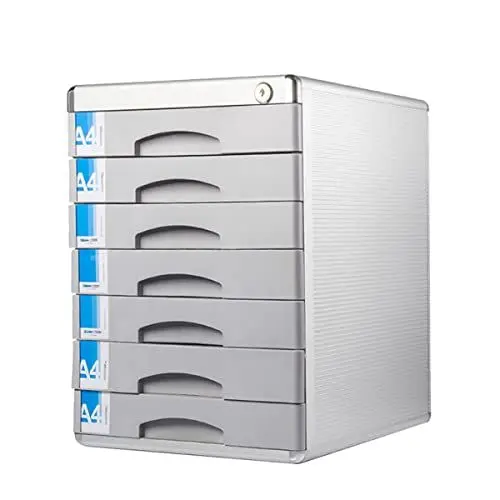 Produktbild: TUKA-i-AKUT Metall Schubladenbox Abschließbar 7 Fächer A4, mit Beschriftungsfeldern, Dokumenten Aufbewahrung Ablagebox Aluminiumlegierung, Robust u Stabil Ordnungsbox Dokumentenbox, TKD8601-7F
