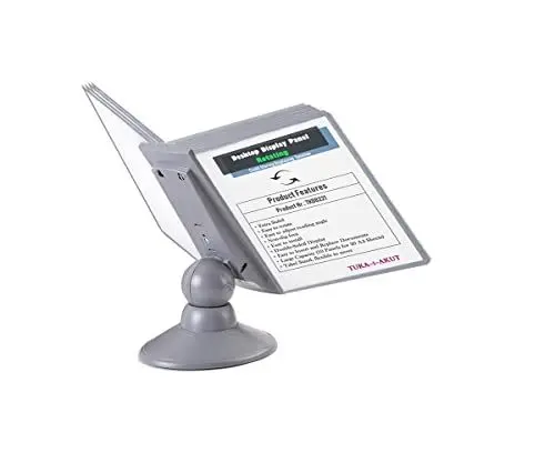 Produktbild: TUKA-i-AKUT Tisch-Sichttafel Aufsteller 360° Drehbar und Neigungswinkel Verstellbar, 10 Sichttafeln DIN A4 Desktop Sichttafel System, Sichttafel - Tischständer mit 10 Klapprahmen, Grau, TKD8221 Grey