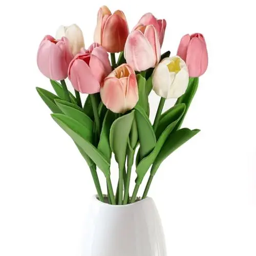Produktbild: Tulpen Künstlich Wie Echt Kunstblumen Wie Echt Künstliche Blumen Tulpen Blumenstrauß Fake Blumen Kunsttulpen Artificial Flowers Plastik Kunst Tulpe Unechte Artificial Tulips zur Dekoration
