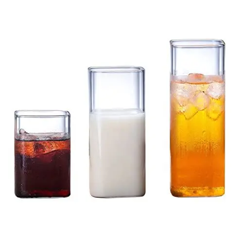 Produktbild: Tumbler Rocks und Saftglas, 3er-Set, Cocktail-Highball-Gläser, Quadratische, Klare Trinkgläser, Bar-Gläser-Set, Glasbecher mit Schwerem Boden für Wasser, Saft, Bier, Wein und Cocktails,(3 Stk)