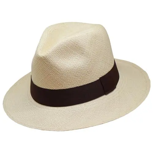 Produktbild: Tumia - echter traditioneller Faltbarer Panamahut - Naturfarben mit braunem Band - 60cm