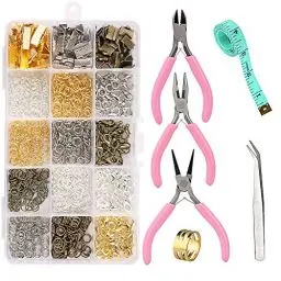 Produktbild: Tundi Schmuckherstellungs-Zubehörset,Schmuck Bastel Zubehör,Schmuck Reparatur Werkzeuge mit Biegerringe,Verschlüsse,Zange für Schmuck DIY Anfänger,Halskette Armband Machen