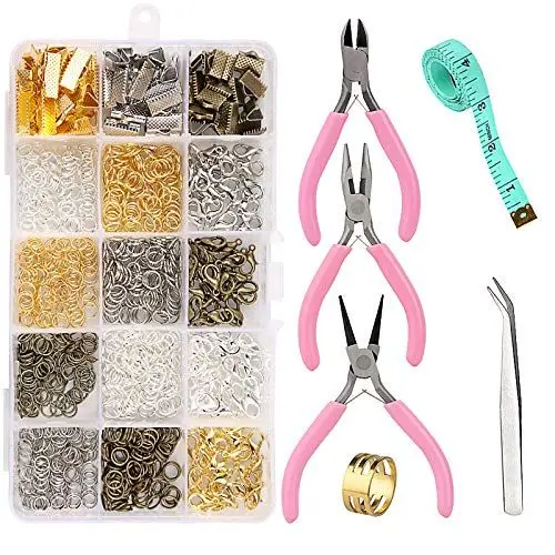 Produktbild: Tundi Schmuckherstellungs-Zubehörset,Schmuck Bastel Zubehör,Schmuck Reparatur Werkzeuge mit Biegerringe,Verschlüsse,Zange für Schmuck DIY Anfänger,Halskette Armband Machen