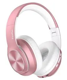 Produktbild: TuneFlux Bluetooth Kopfhörer Over Ear, 80 Std Akkulaufzeit, Kabellos Bluetooth Kopfhörer mit 3 EQ-Modi, HiFi-Stereo, Eingebautes Mikrofon, Faltbares Wireless Kopfhörer-Rosa Gold