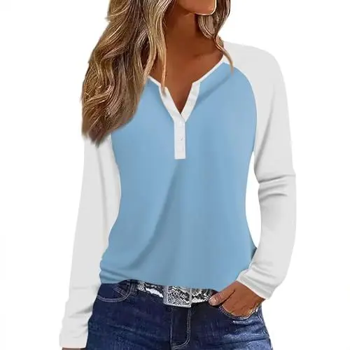 Produktbild: Tunika Damen T-Shirt Damen Weiße Bluse Damen Frühling Top Weiß Tunika Schwarz Damen Langarmshirts für Damen Oberteil Damen Große Größen Damen Laufshirt Damen Tweed Blazer Blau S
