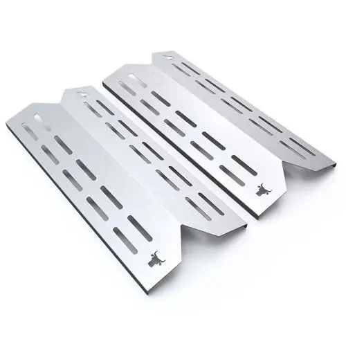 Produktbild: tuning-art GA24 Gasgrill Brennerabdeckung Edelstahl kompatibel mit Landmann Triton 2.0 und 2.1 | Brennerschutz | Passgenau, Farbe:2er Set Matt Bulle
