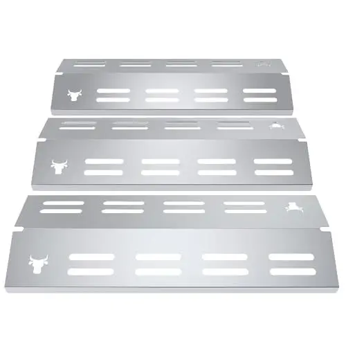 Produktbild: tuning-art GA39 Gasgrill Brennerabdeckung Edelstahl kompatibel mit Enders Brooklyn 3 | Brooklyn Next 3 Gasgrills | Brennerschutz | Passgenau, Farbe:3er Set Chrom Bulle