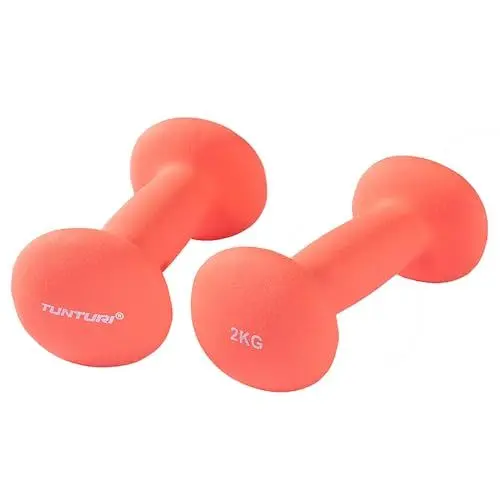 Produktbild: Tunturi 2er Set Kurzhantelset, Fitnessset, 2 kg, Bunte Kurzhanteln mit Neoptren