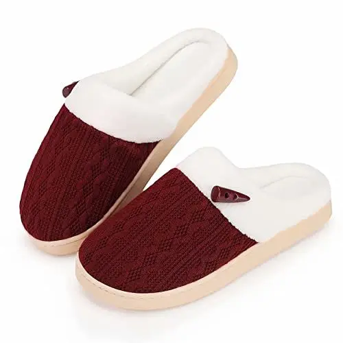 Produktbild: TUOBUQU Hausschuhe Damen Memory Foam Slippers für Frauen Bequeme Warme Rutschfeste Frühlings- und Herbstdünnschliff Weinrot 38/39 EU